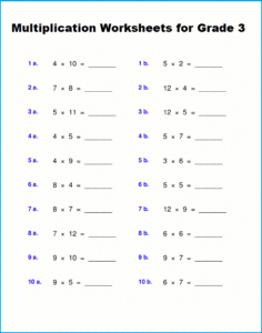 Multiplication Worksheet For Grade 3